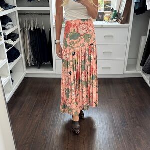 Tuckernuck Floral Maxi Skirt in Pink and Green